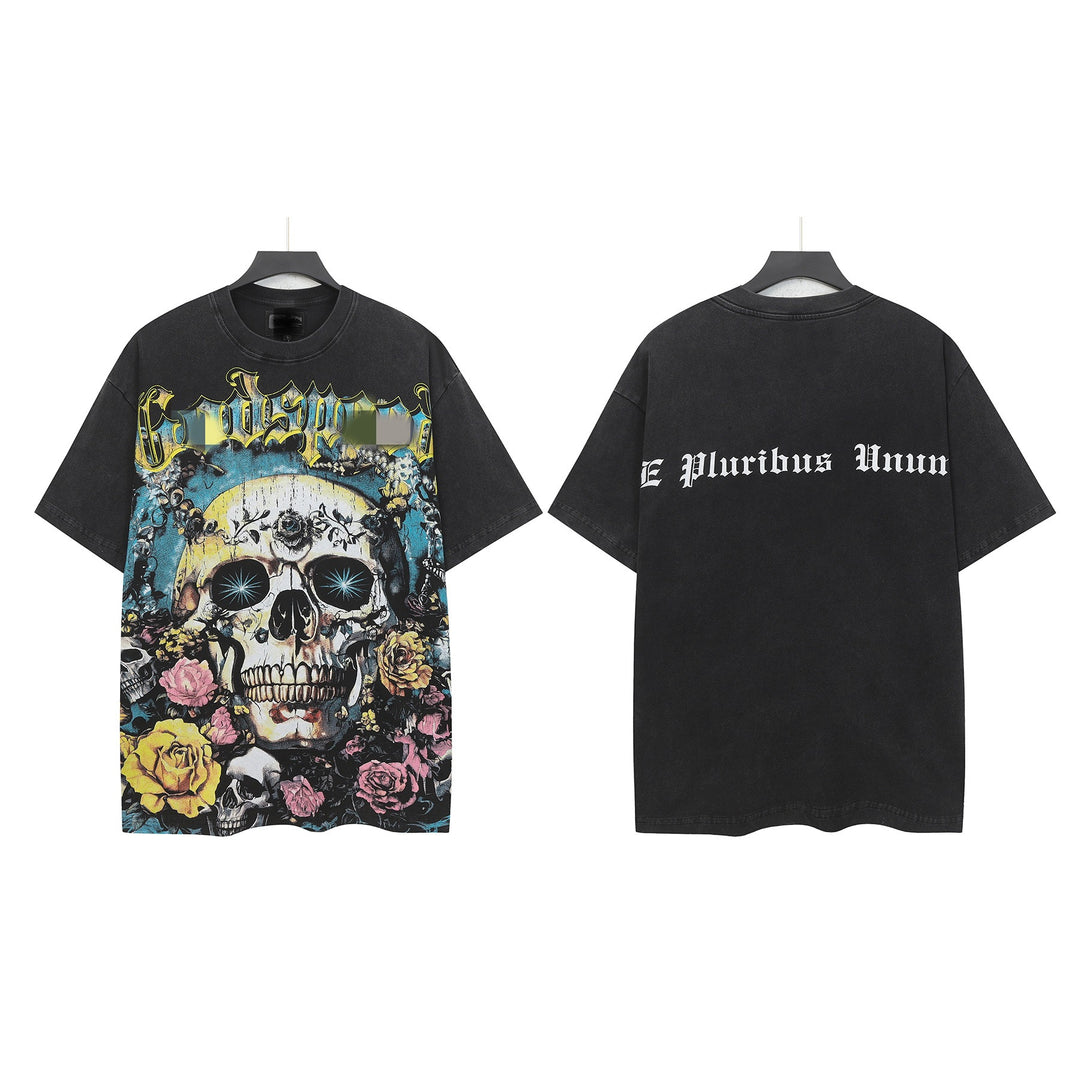 Skull Hip Hop Statue of Liberty Short-Sleeve T-Shirt