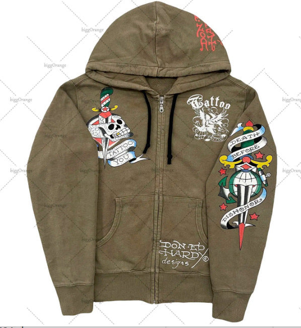 Gothic Rock Skull Bones Hoodie