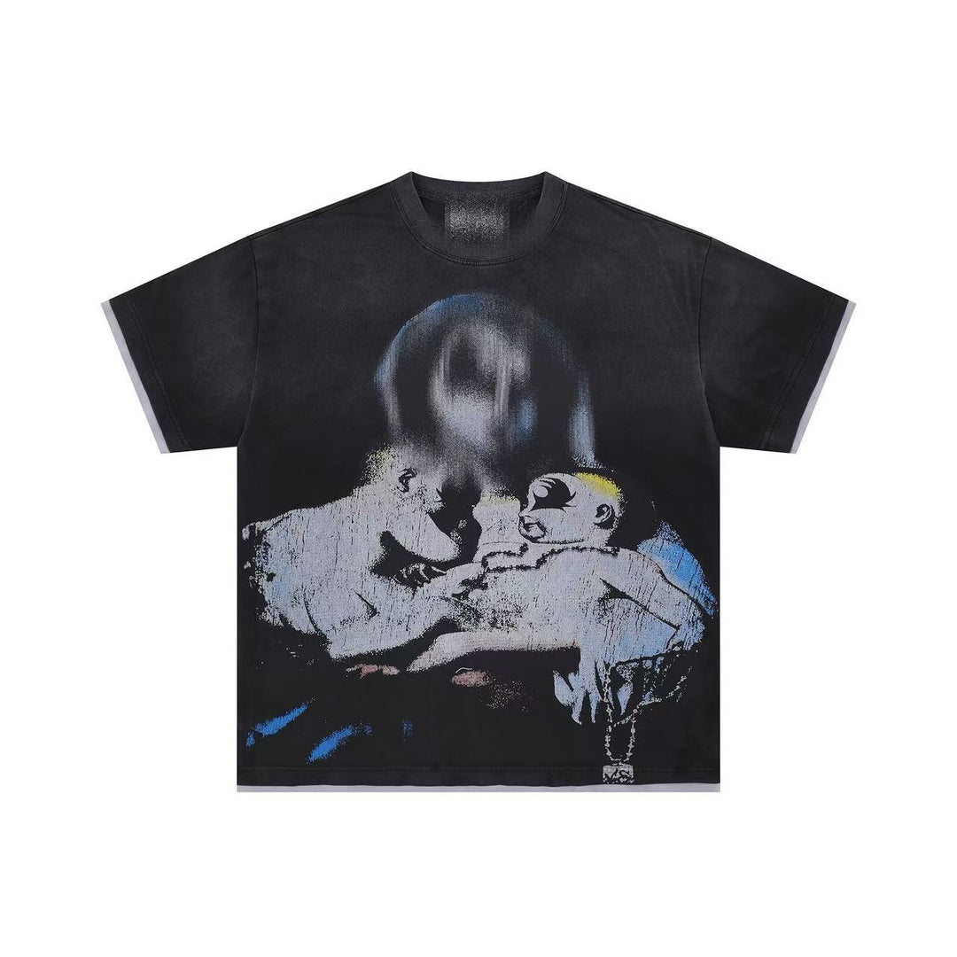 VAL Washed and Distressed Streetwear T-Shirt