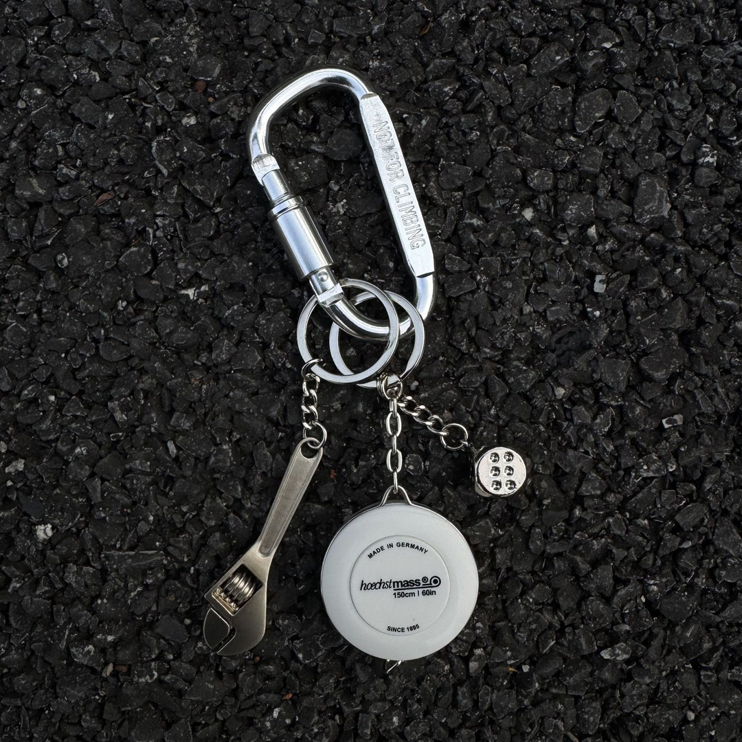 Wrench dice measuring tape keychain