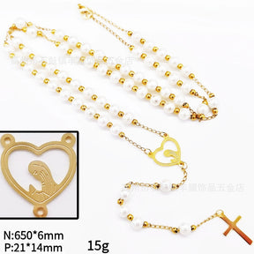 rosary necklace 6mm cross necklace