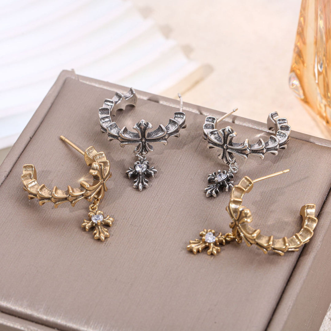 Chrome Hearts-Inspired Exquisite Cross Earrings