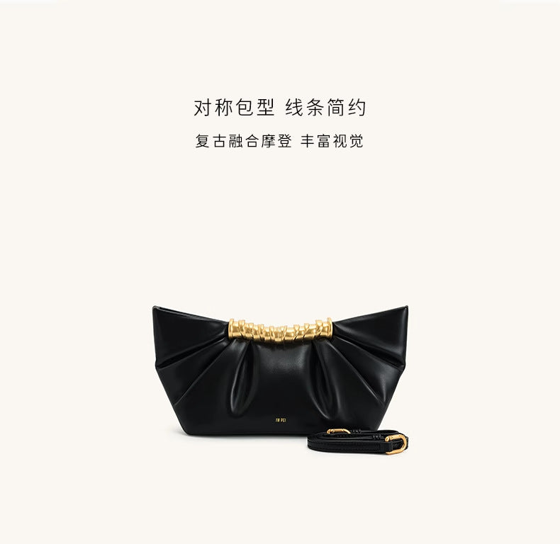 Ruched Clutch with Metal Clasp
