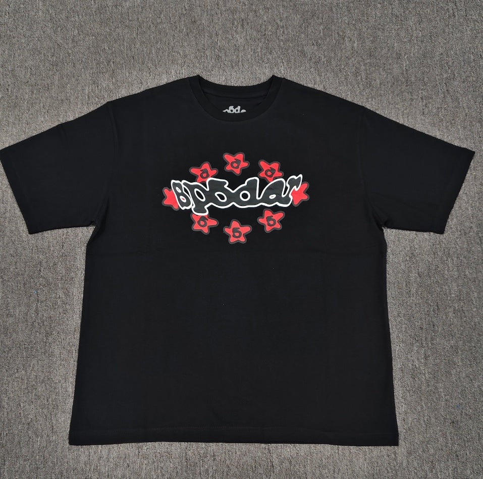 Hip-hop SP5der loose-fitting spider web T-shirt with lettering