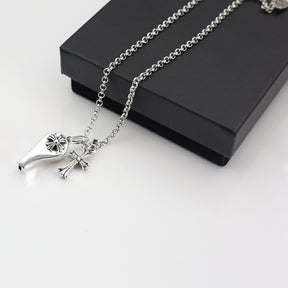 chrome hearts whistle diamond cross necklace