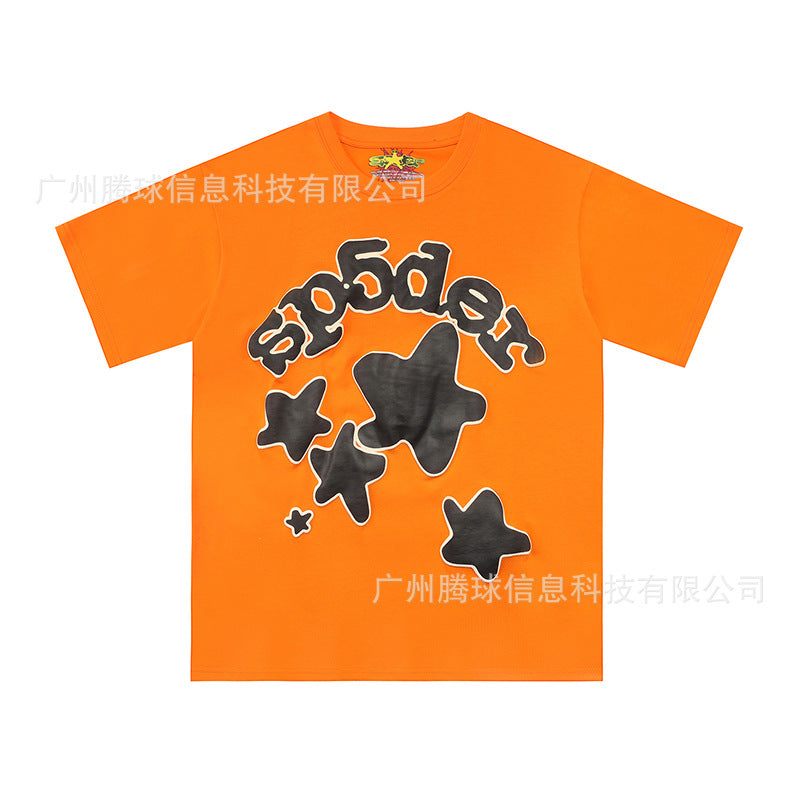 Sp5der short-sleeved foam letter T-shirt