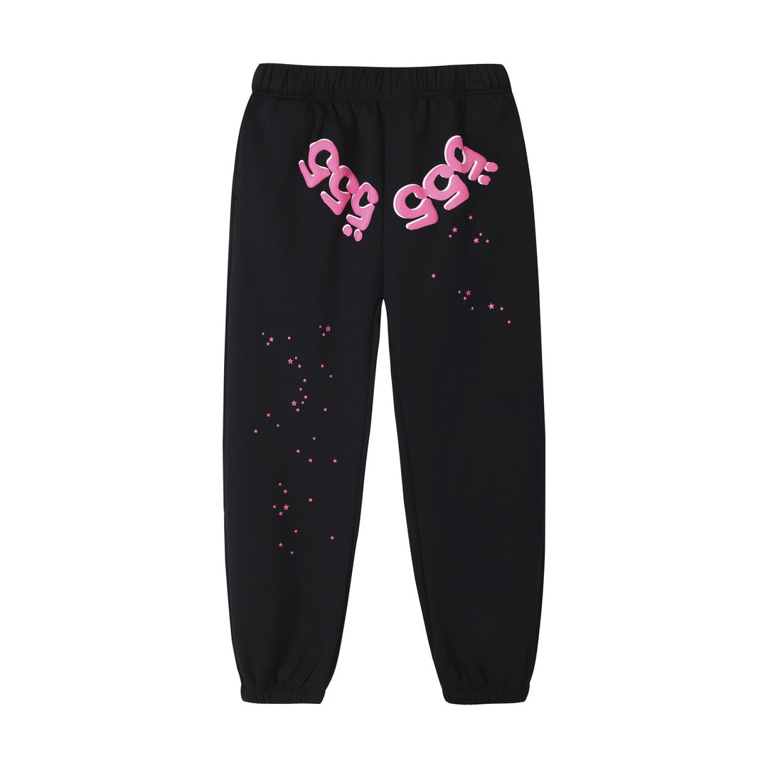 Sp5der foam letter 555 hoodie Pink Casual pants
