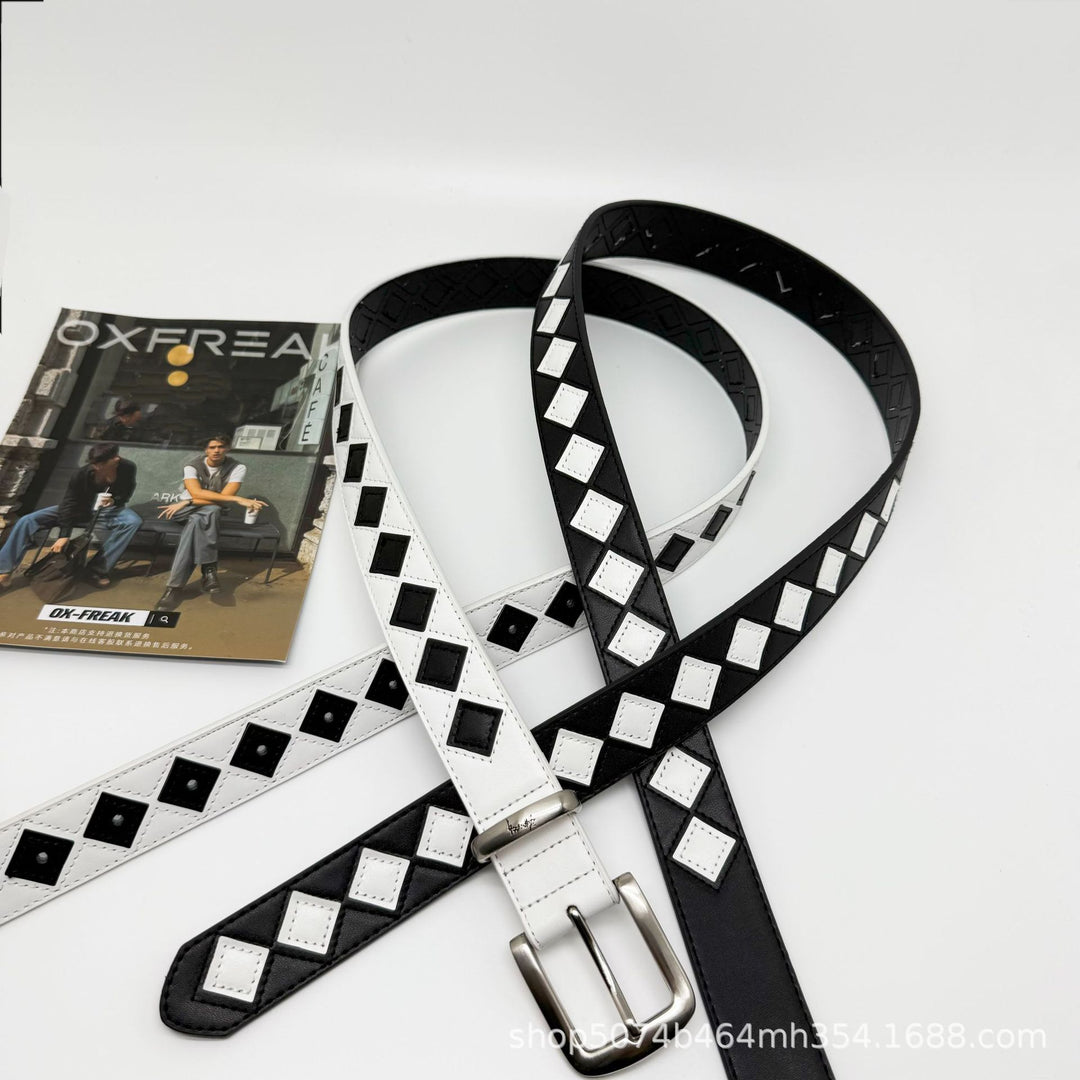 Minimalist Checkered Leather Belt