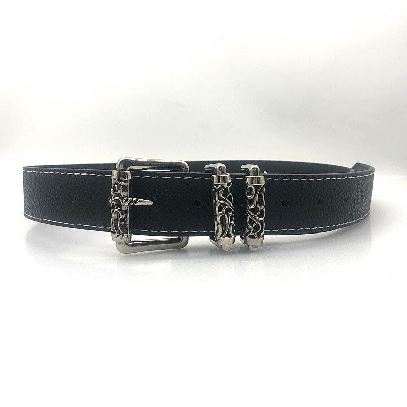 Chrome Hearts roller hollowed-out vine pin buckle belt