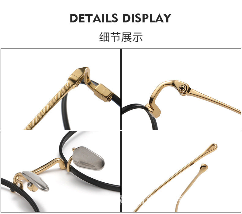 Oval pure titanium retro eyeglass frames