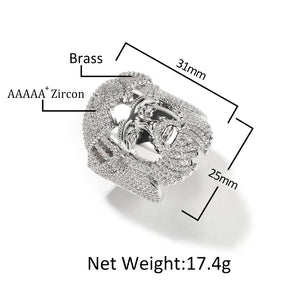 Hip-hop exaggerated portrait inlaid zircon ring