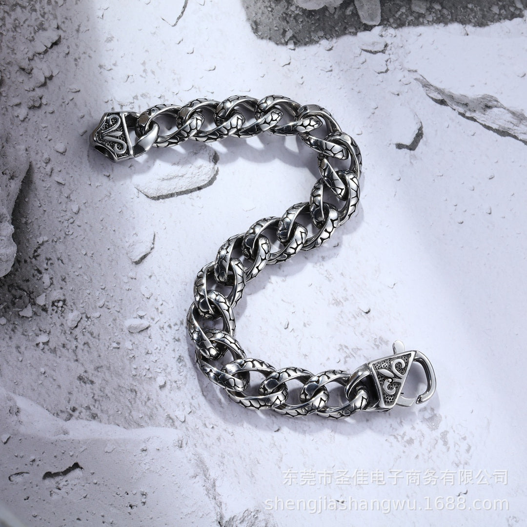 Retro Hip Hop Leopard Print Stainless Steel Bracelet
