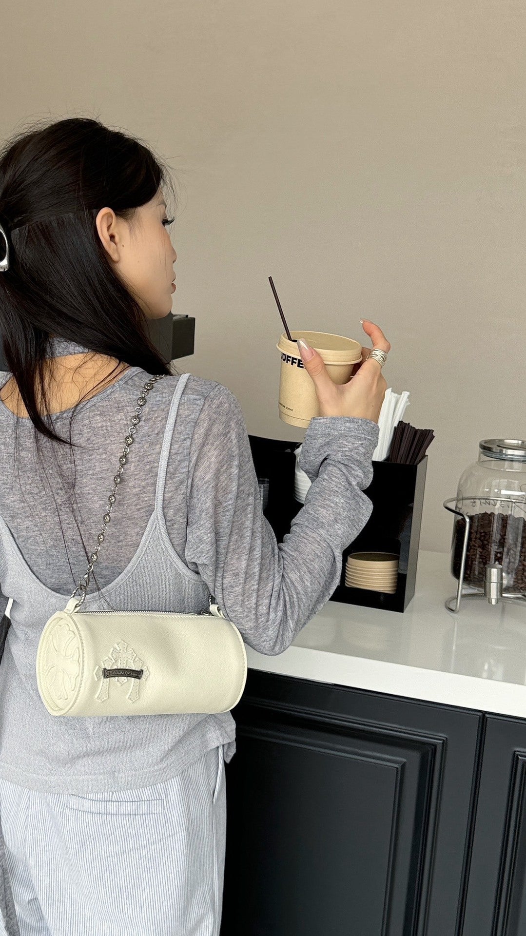 Chrome Hearts cross pencil mini cylindrical handbag