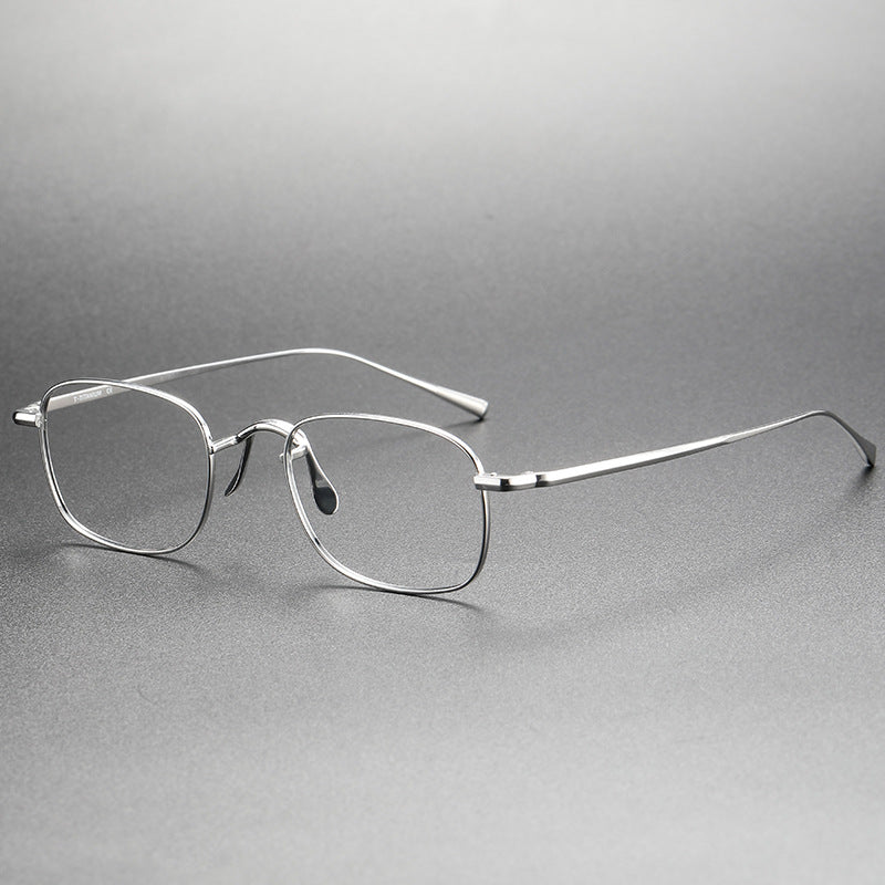 Pure titanium square frame eyeglasses for a slimmer face