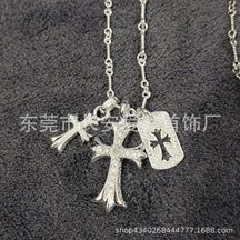 Chrome Hearts Diamond Double Cross Necklace