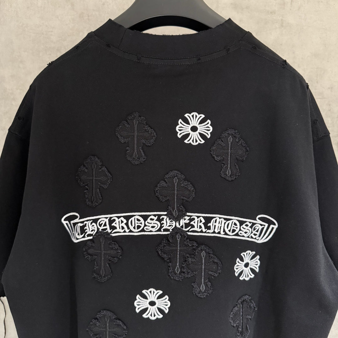 Chrome Hearts Embroidered Distressed Short-Sleeve T-Shirt