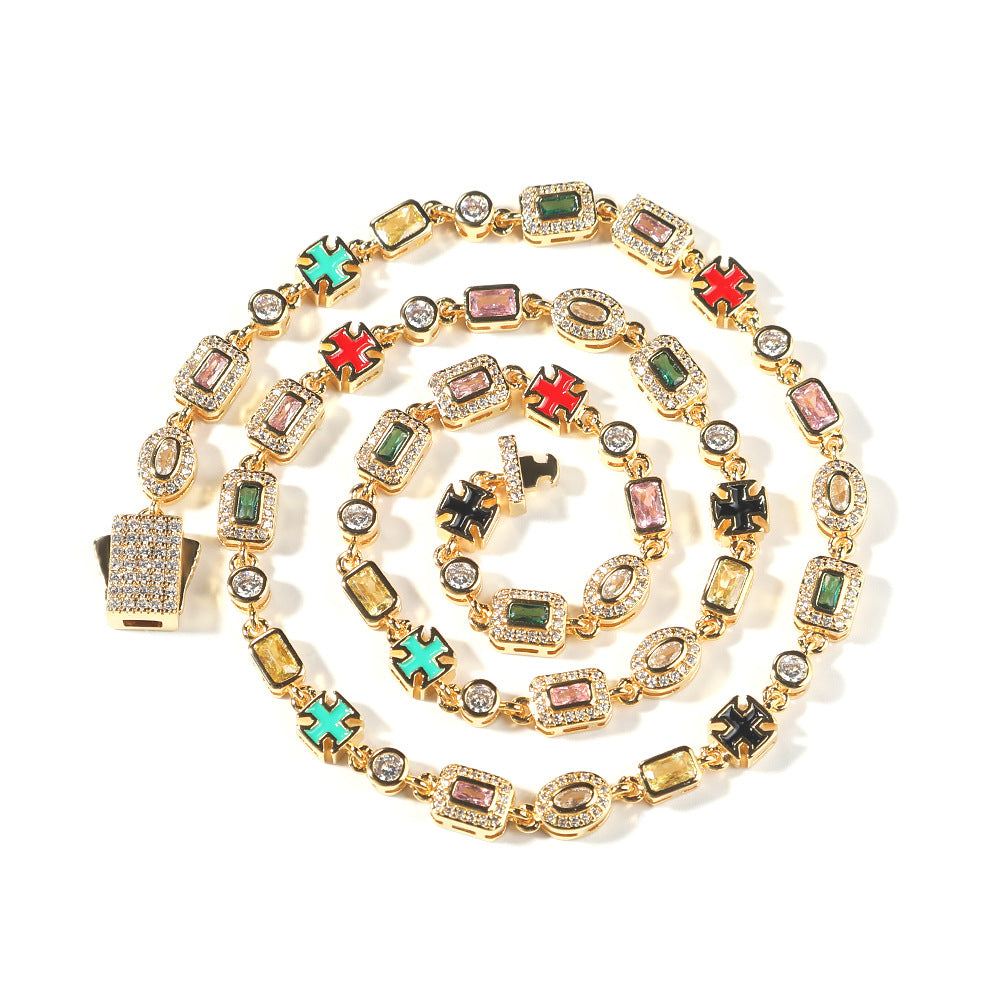 6mm diamond-encrusted colored gemstone bracelet