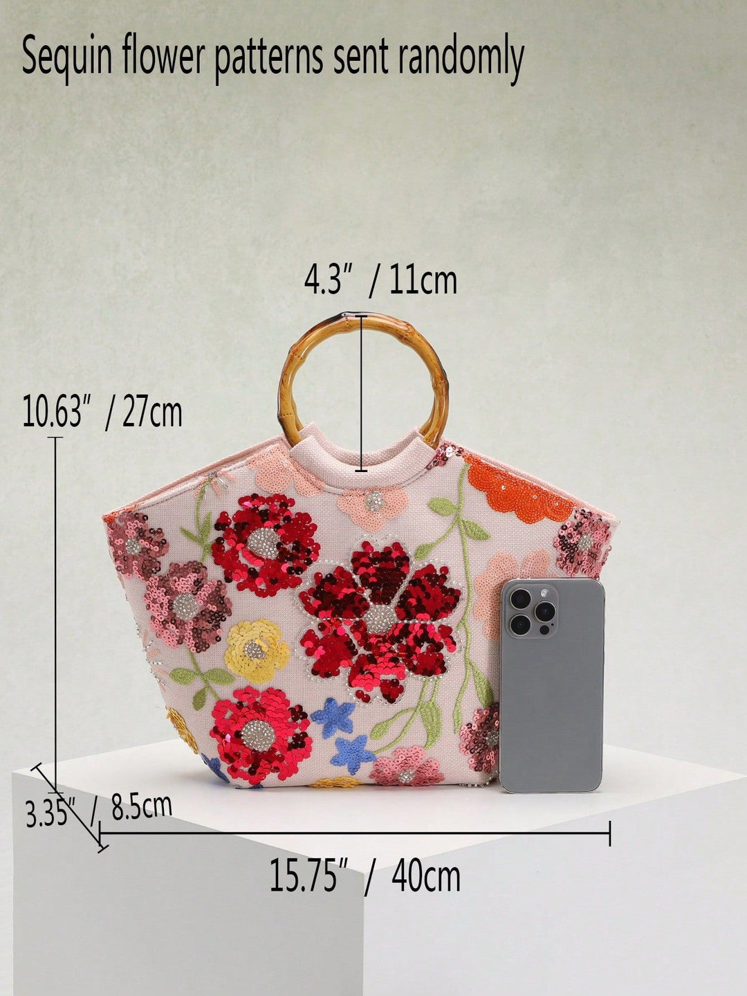 Embroidered Appliqué Sequins and Flowers Vacation Style Handbag