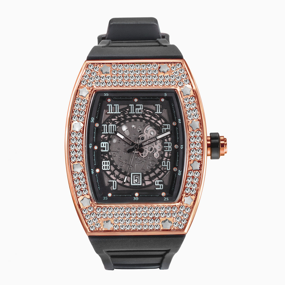 Tonneau-Shaped Quartz Watches with Silicone Straps
