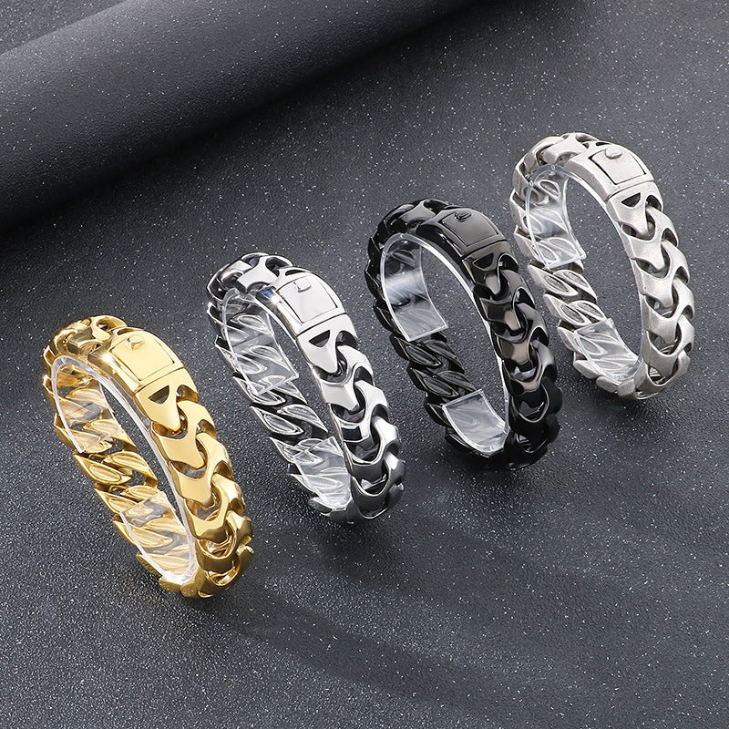 Bold punk dragon bone square snap buckle bracelet