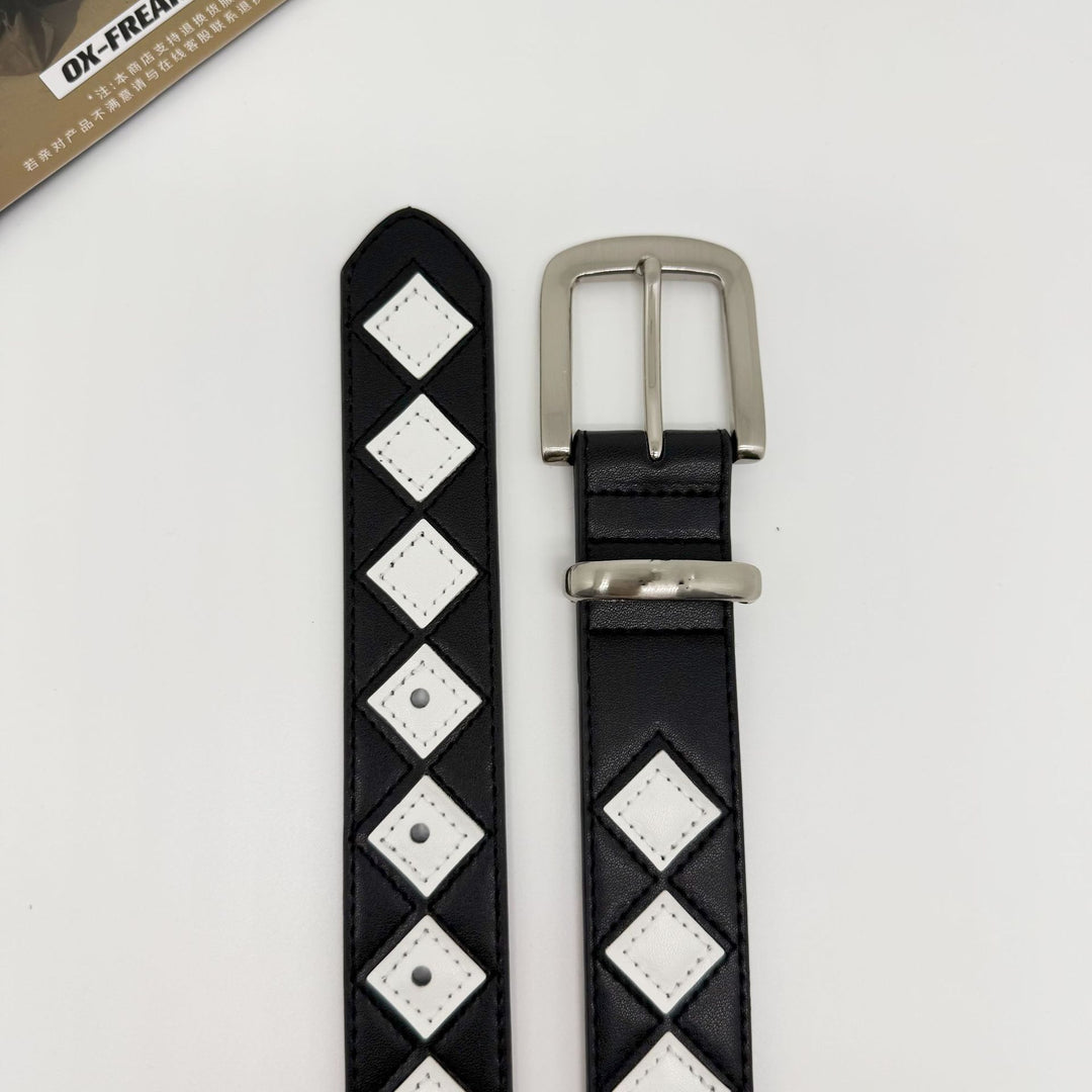 Minimalist Checkered Leather Belt