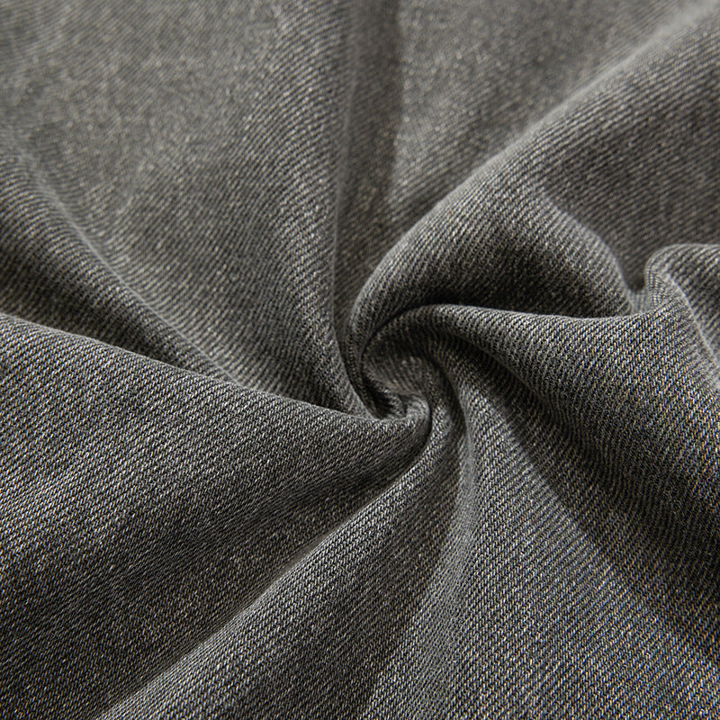 Brushed ripped pure cotton washed jeans