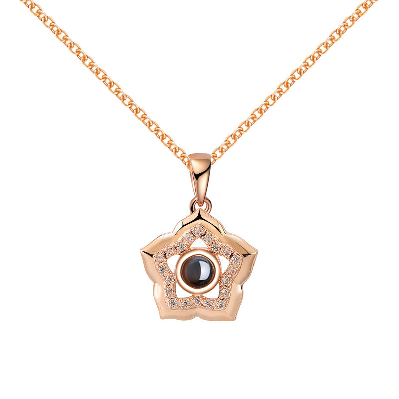 Projection five-pointed star shape pendant necklace picture customization