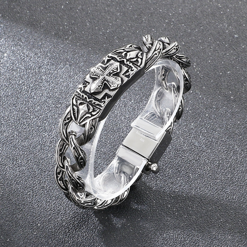 Titanium Steel Bracelet with Cross Pattern