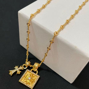 Chrome Hearts Square Pendant Cross Necklace