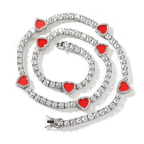 mens gold chain Colorful love tennis necklace