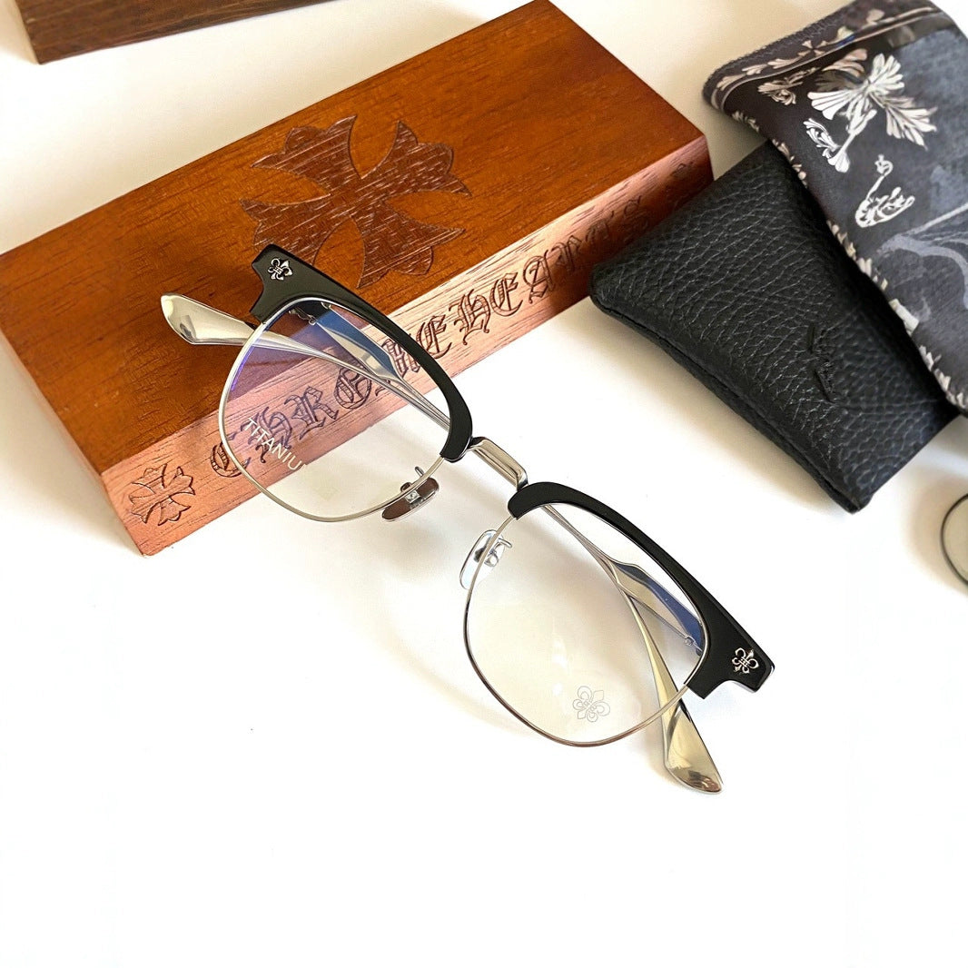 Chrome Hearts pure titanium semi frame large square frame glasses