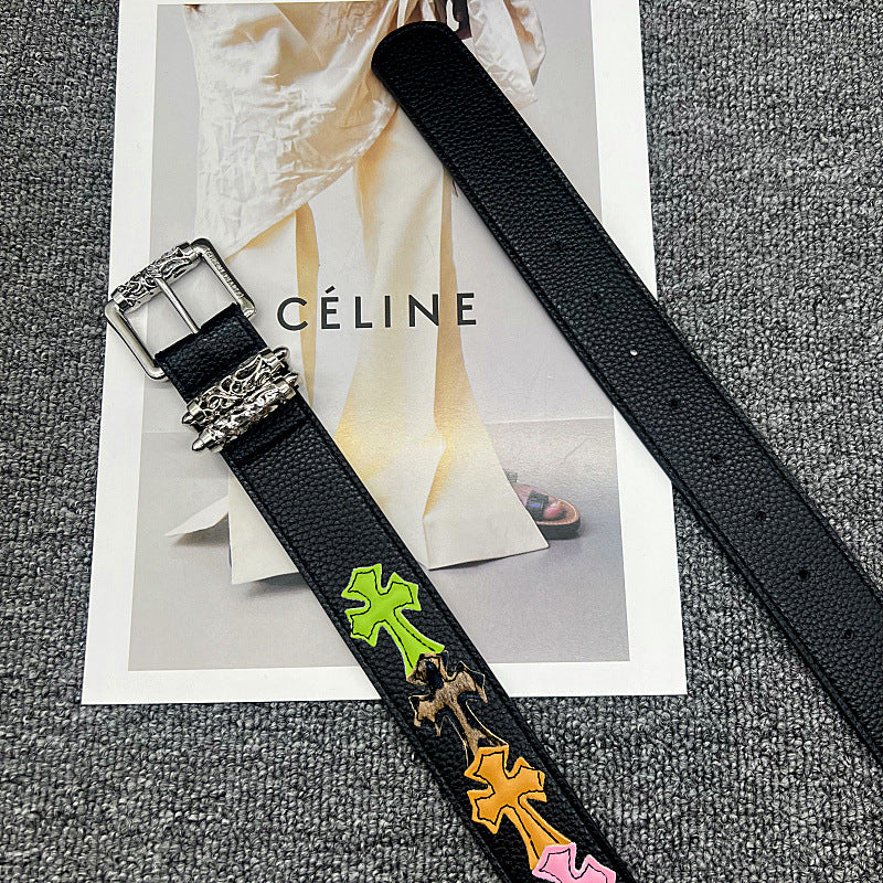 Chrome Hearts Leather pasted Roller type Hollow Vine Needle buckle Belt