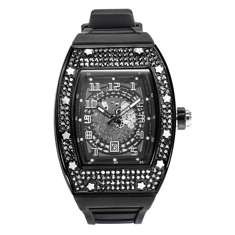 Tonneau-Shaped Quartz Watches with Silicone Straps