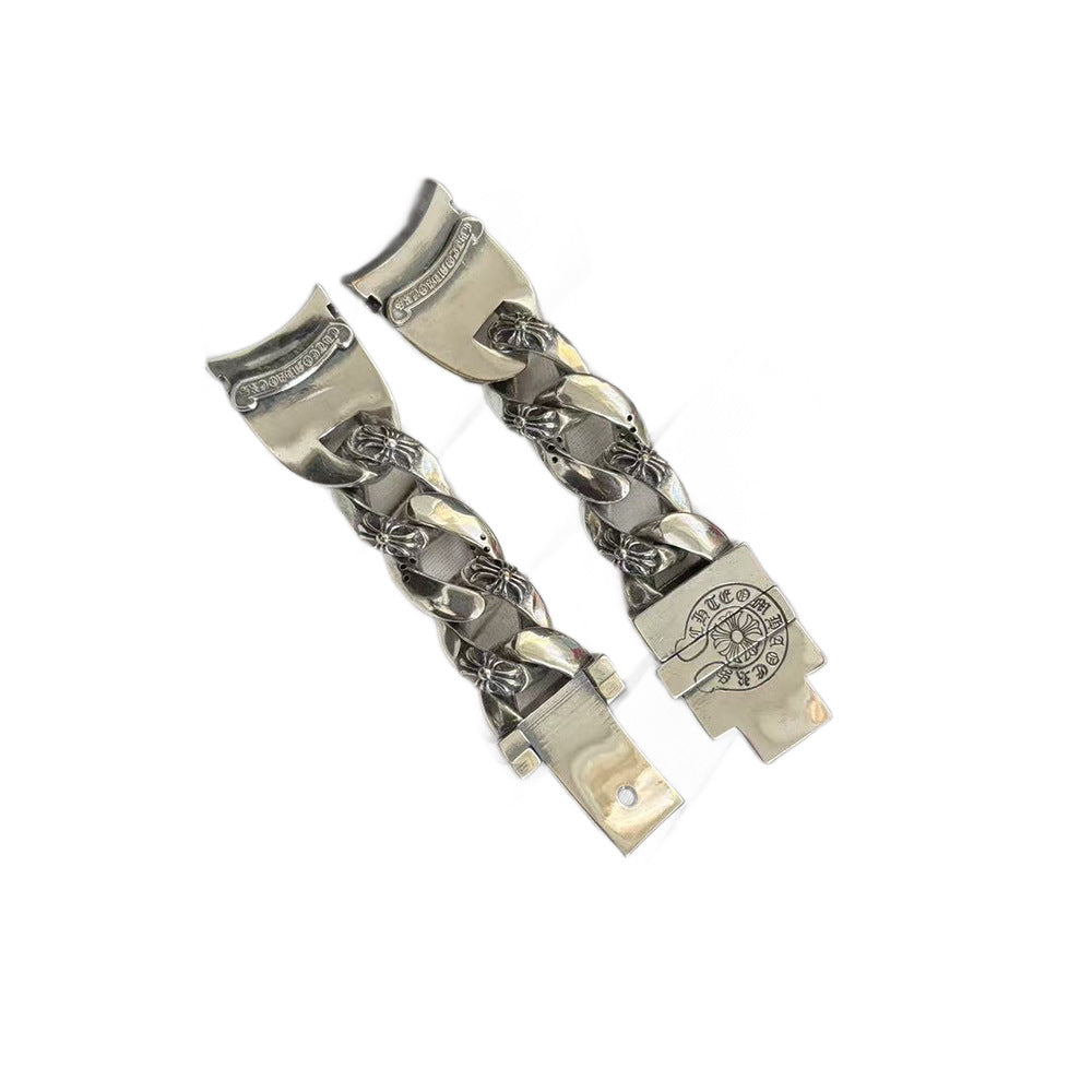 Chrome Hearts white diamond-encrusted cross flower watch bracelet
