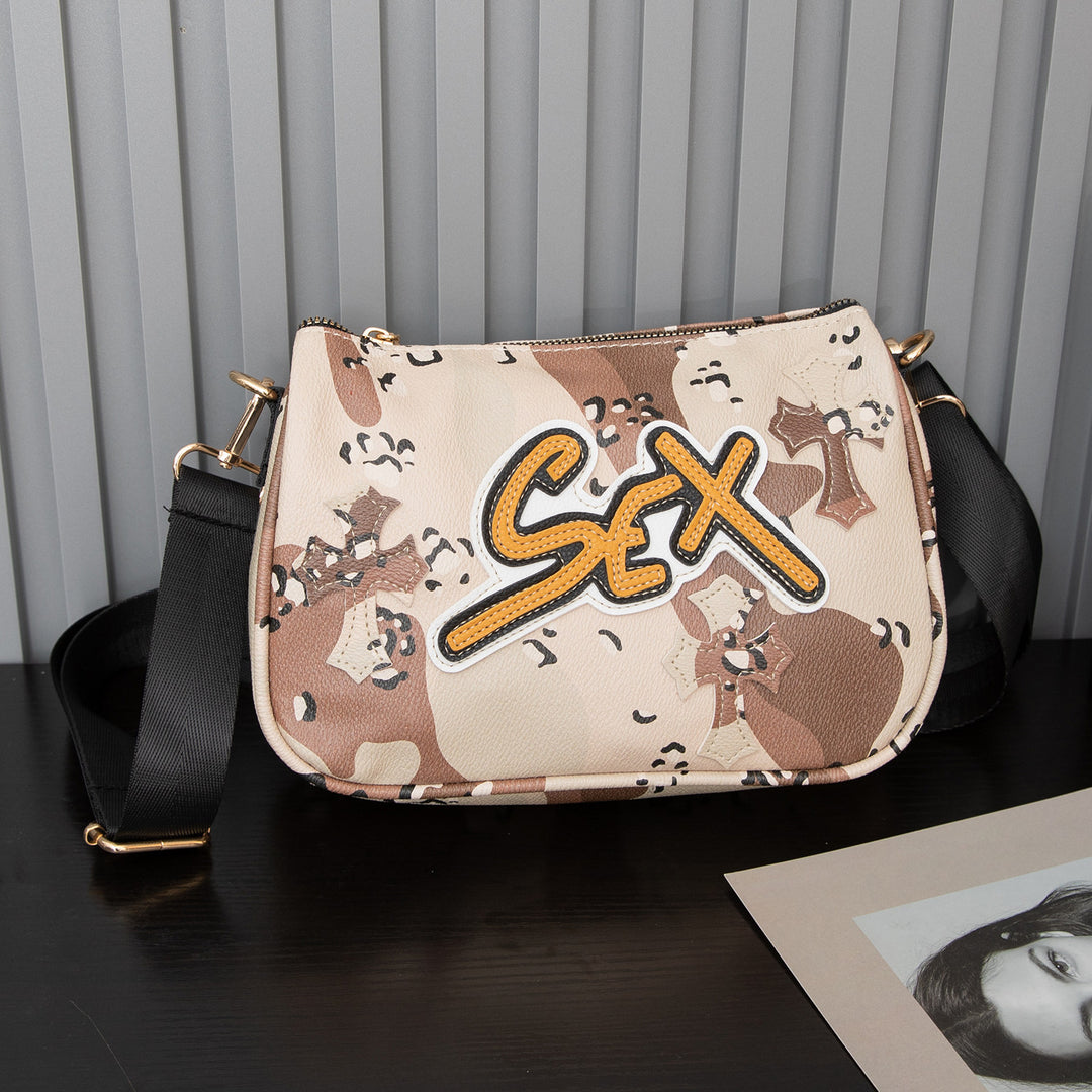 Chrome Hearts cross camouflage PU leather crossbody bag