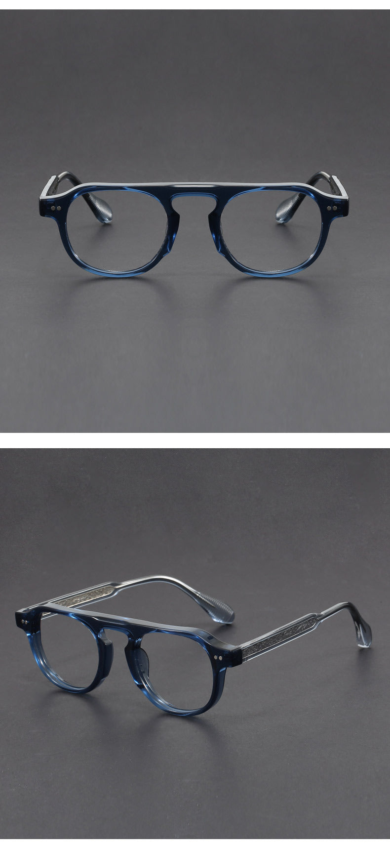 Hand-Carved Retro Aviator Eyeglass Frames