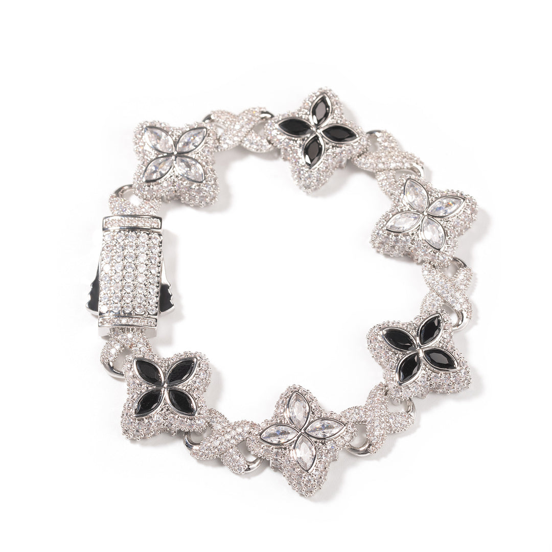 Hip-hop zircon colored infinite four-leaf clover bracelet