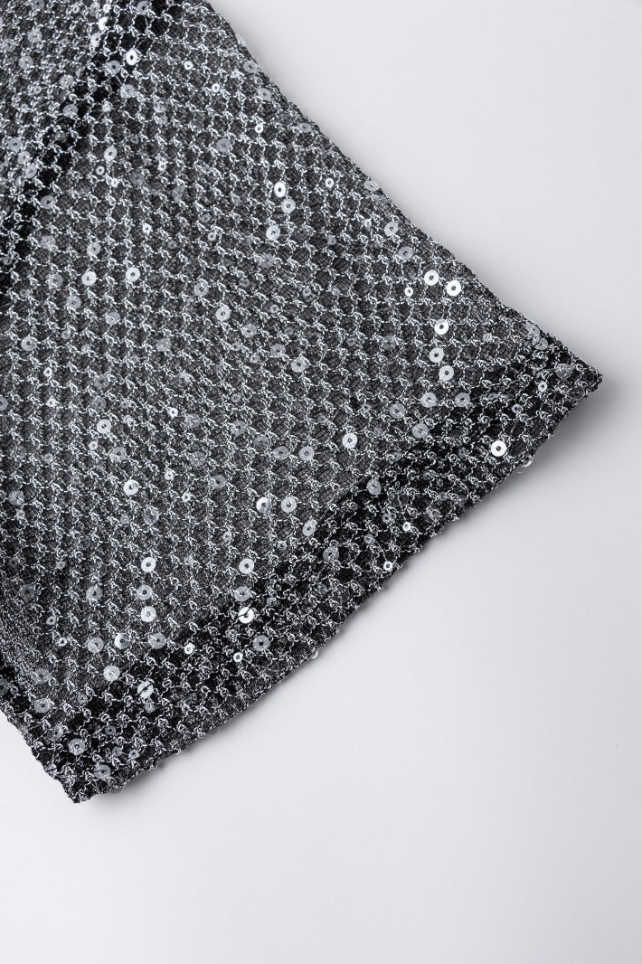 Gold Glittery Sheer Mesh Short-Sleeve T-Shirt