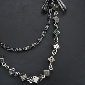 Carved leather dice vintage double-layer trouser chain waist chain