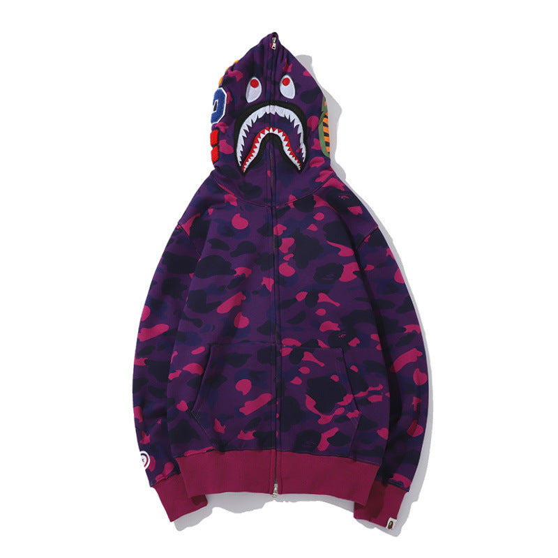BAPE Shark camouflage hooded cardigan jacket