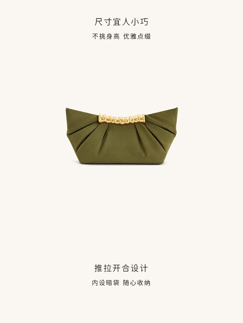 Ruched Clutch with Metal Clasp