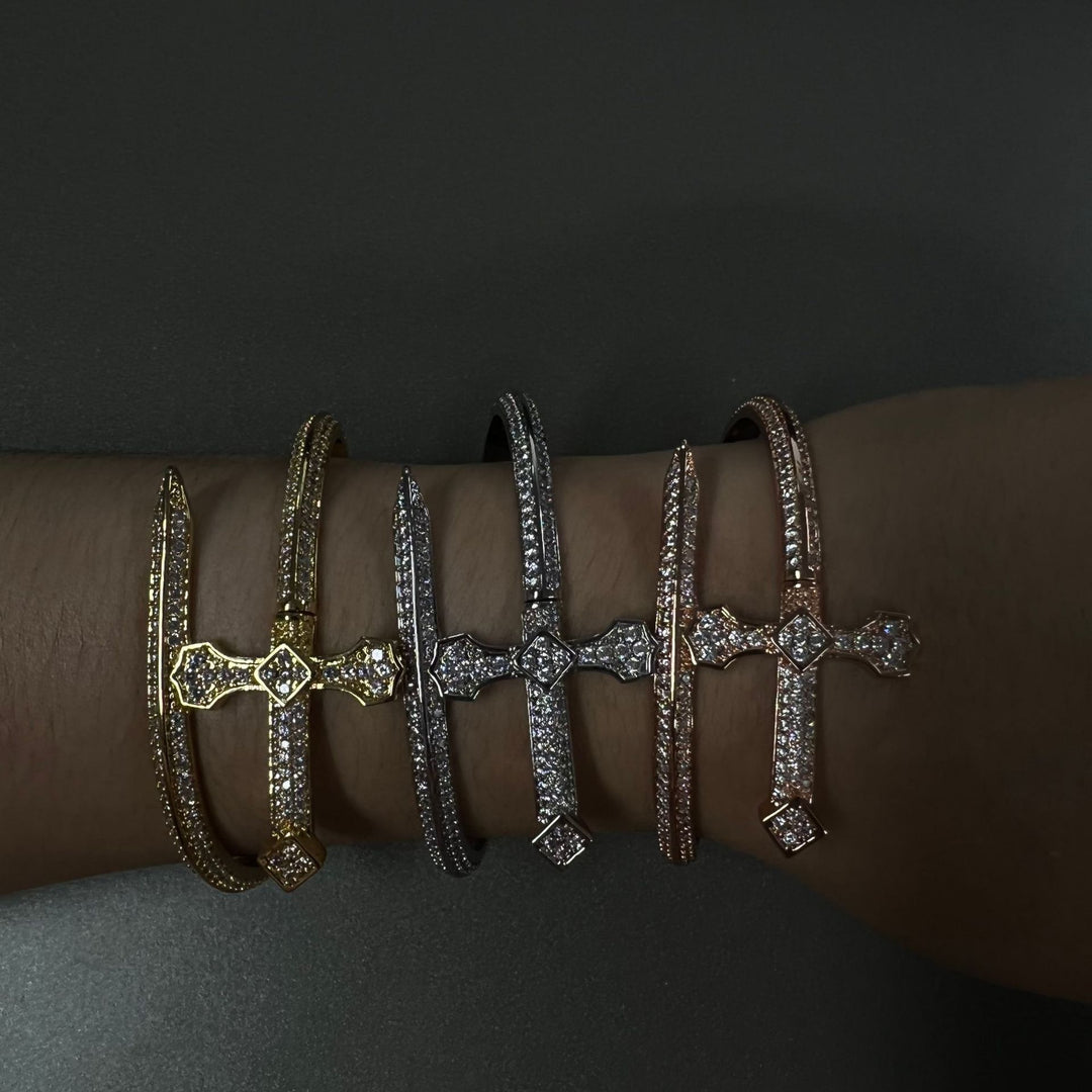 Hip-hop full-diamond justice sword bracelet inlaid with zircon