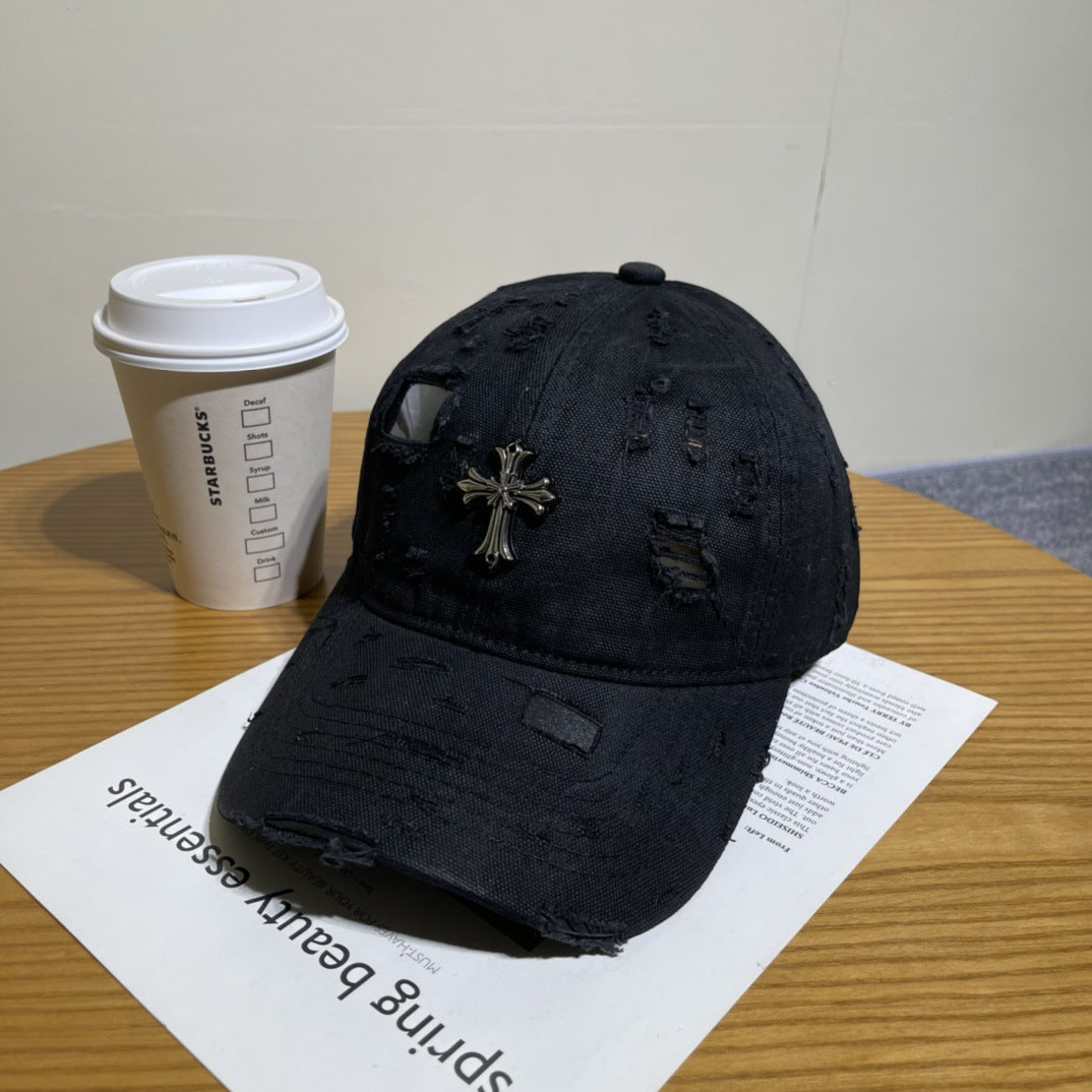 Chrome Hearts Ripped Denim Baseball Cap