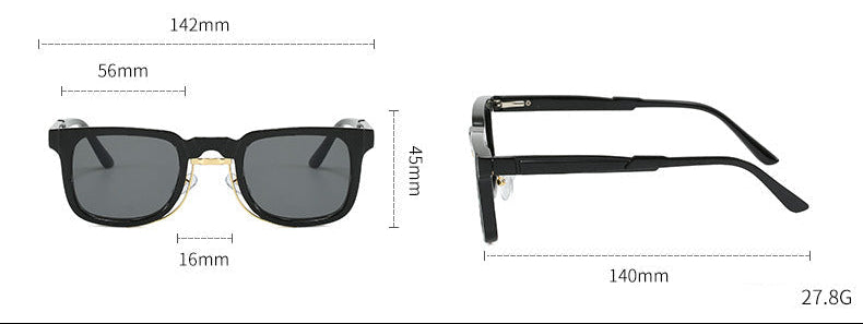 Retro European and American Square Sunglasses with Spring Temples