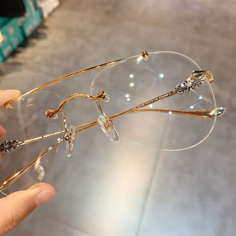 Chrome Hearts Rimless Prescription Goggles Wide-Fit Aviator Eyewear