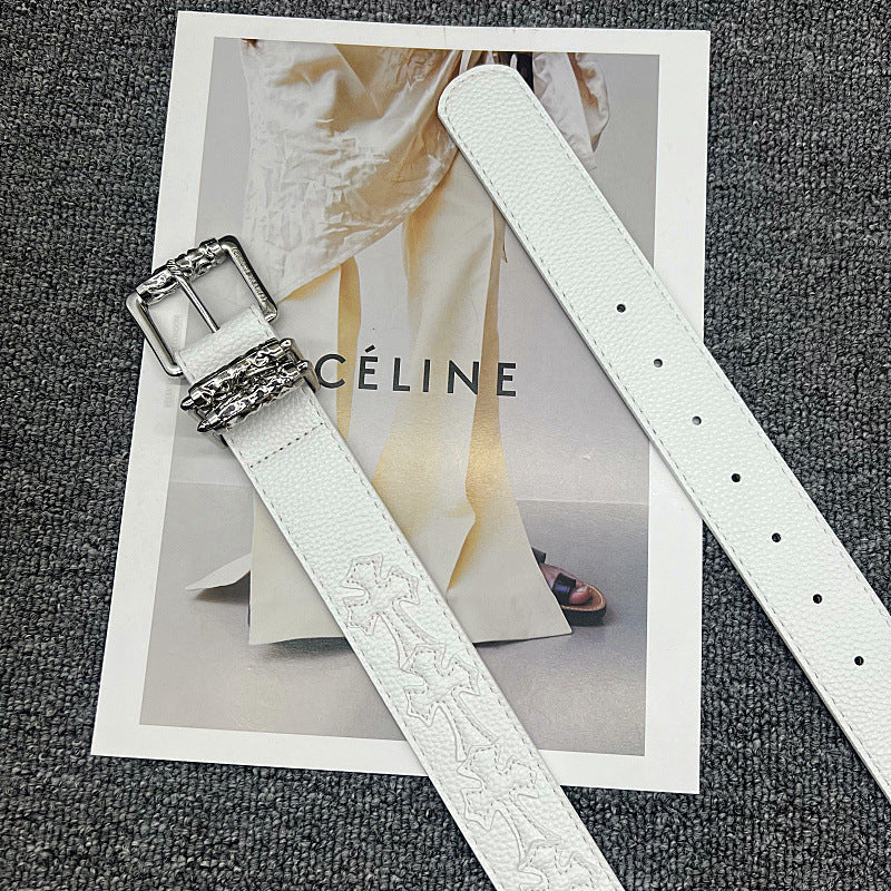Chrome Hearts Leather pasted Roller type Hollow Vine Needle buckle Belt