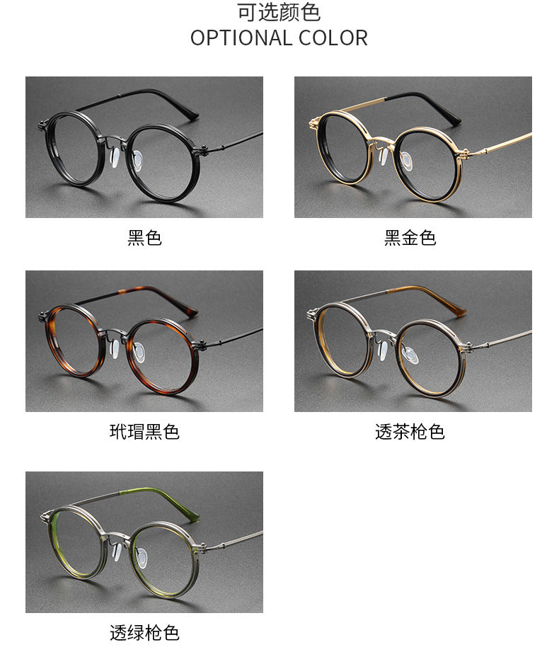 Retro Round Glasses Black Metal Optical Eyewear