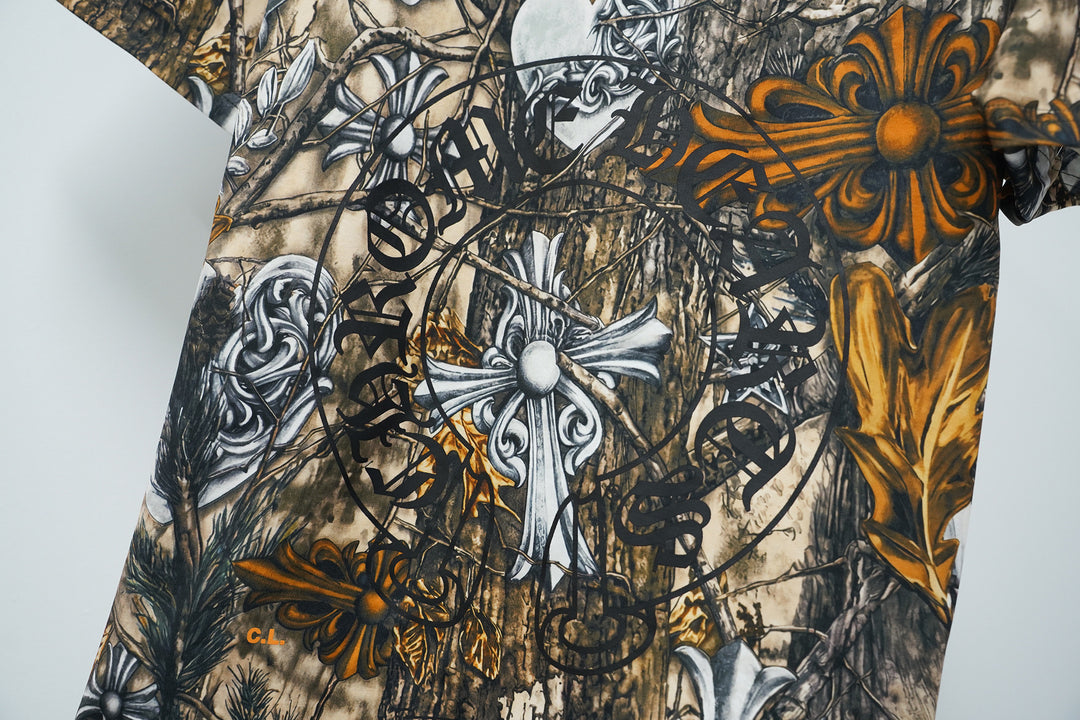 Chrome Hearts Bark Texture Print Short-Sleeve T-Shirt
