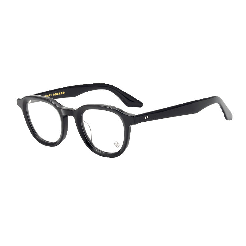 Round frame thick frame glasses for a slimming effect