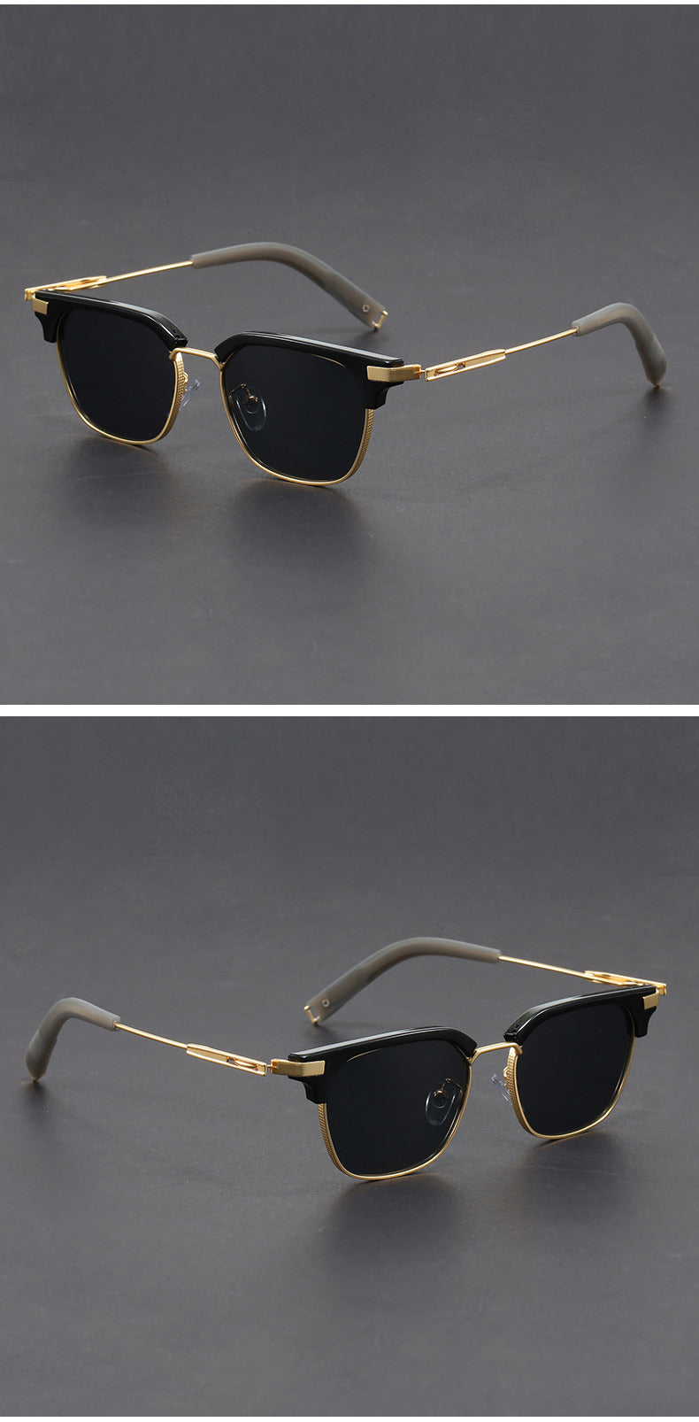 Classic half-rimmed browline Clubmaster sunglasses